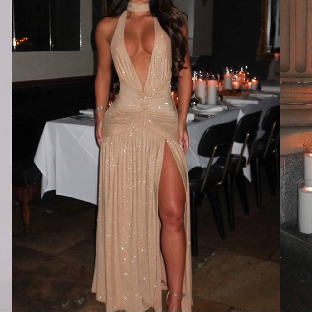 Elegant Tan Maxi Dress